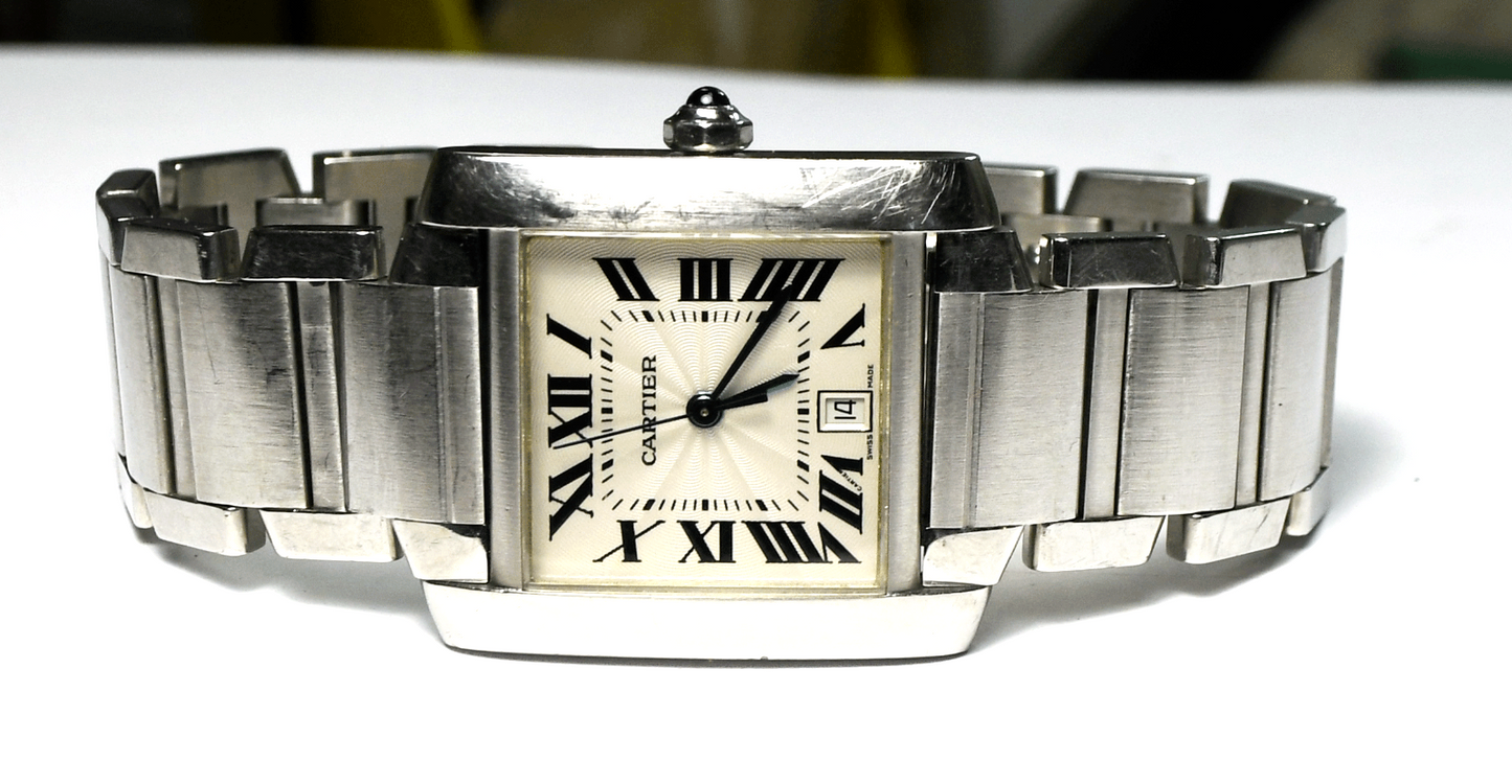 Cartier Tank Francaise Gold Stainless 28mm Automatic 2302 7" Wrist