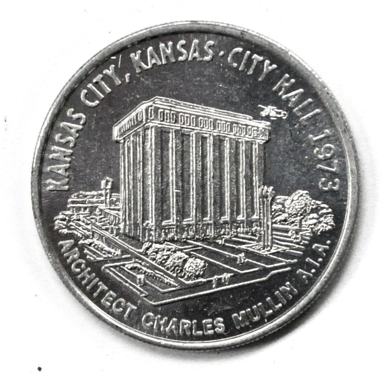 Kansas City Kansas City Hall 1973 Architect Charles Mullin Aluminum Token 32mm