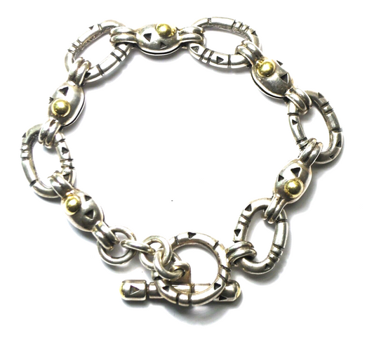 Sterling Silver 18k John Atencio Element Link Toggle Bracelet 8"