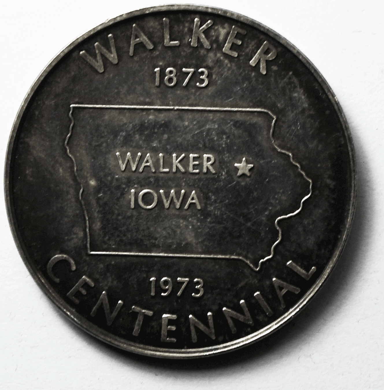 Walker Iowa 1973 Centennial 100 Years Past Achievements Future .999 Silver 32mm