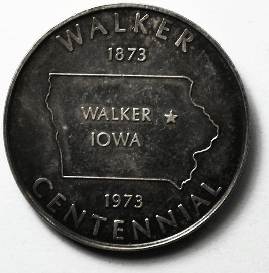 Walker Iowa 1973 Centennial 100 Years Past Achievements Future .999 Silver 32mm