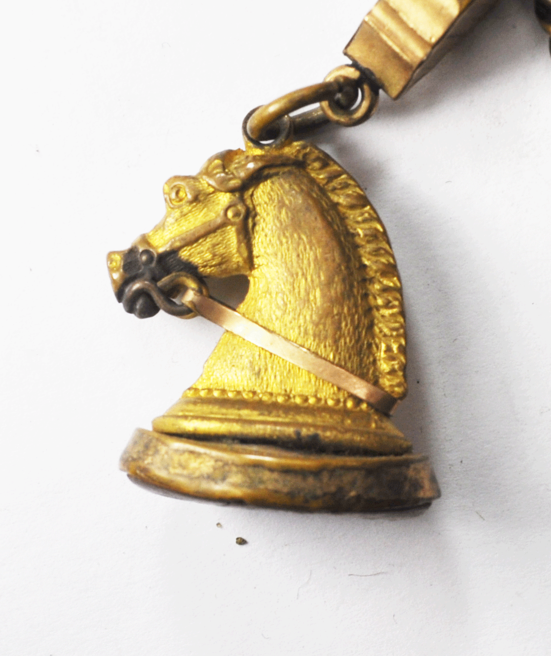 Gold Filled Pocket Watch 8mm T Bar Chain Horse Chess Piece 1-1/2" x 1" Fob 71g