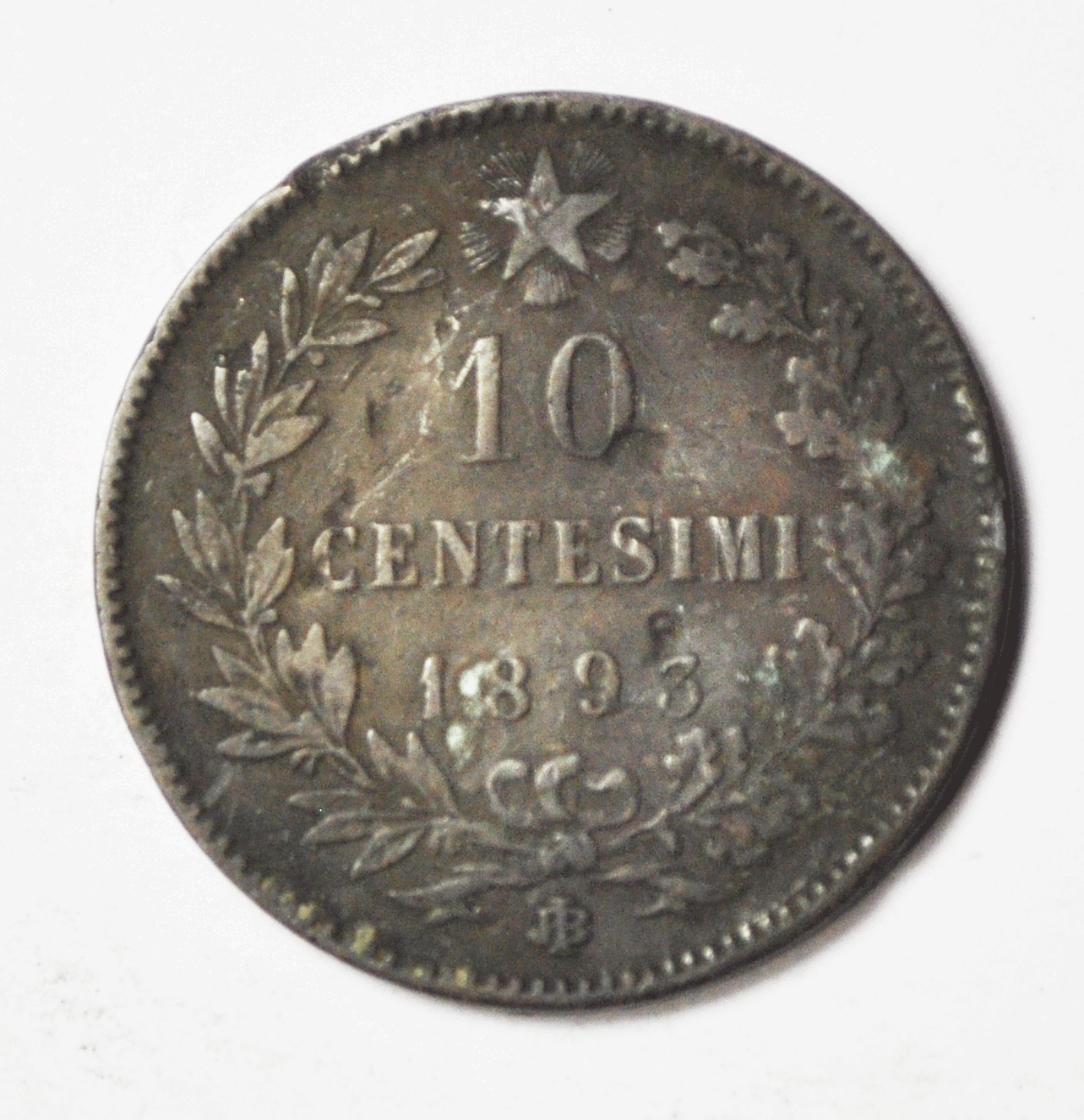 1893 BI Italy 10c Ten Centesimi Copper Coin KM#27.1 Rare