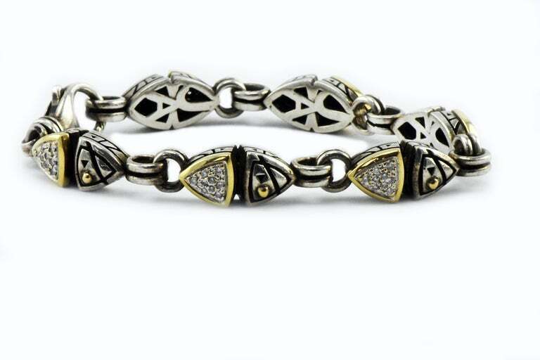 Classic John Atencio 18kt Gold and Sterling Silver Bracelet 2.7ctw Pave Diamonds