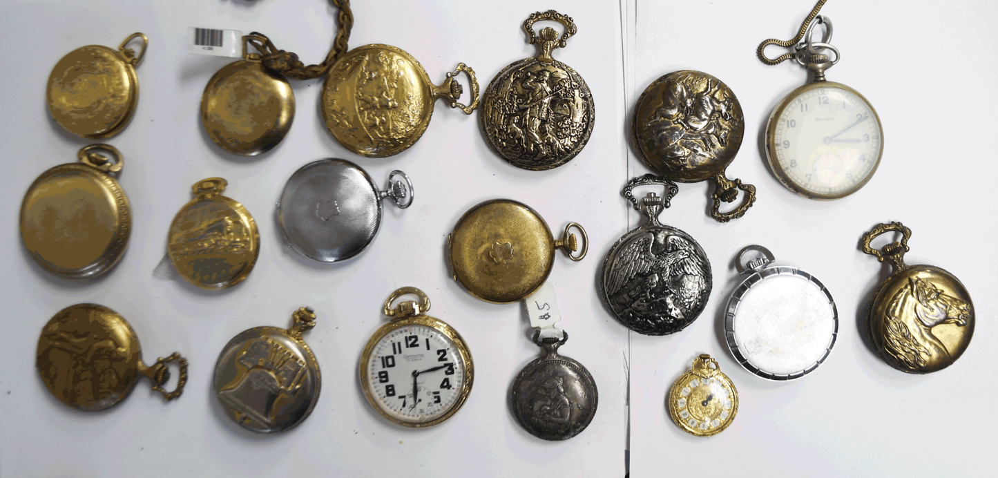 18 Swiss Pocket Watches Mechanical Dior Arnex Lonville Rollie Helbros Henry