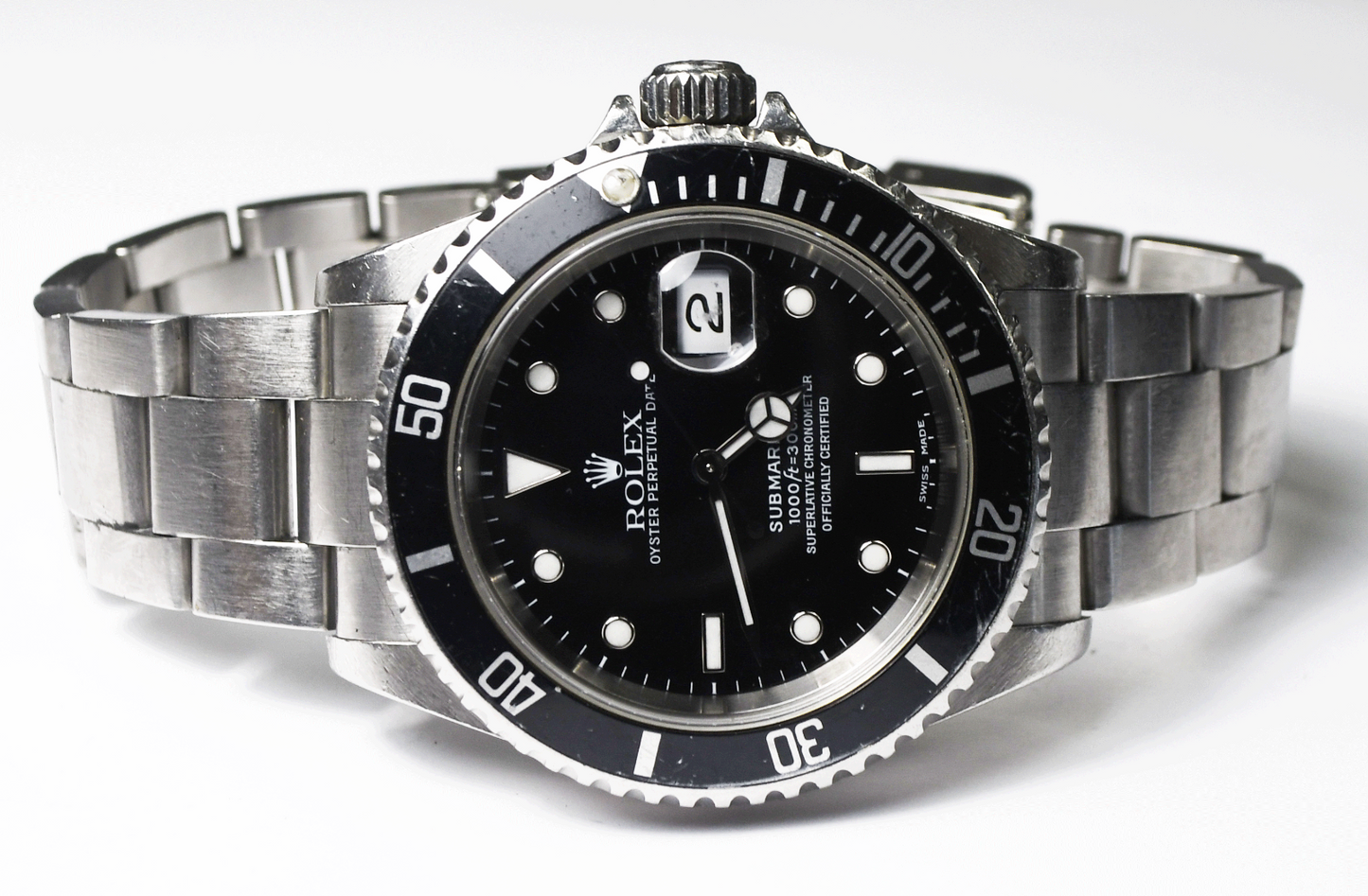 2000 Men's Rolex 16610 Submariner Black 41mm Stainless 7.5" Wrist 3135