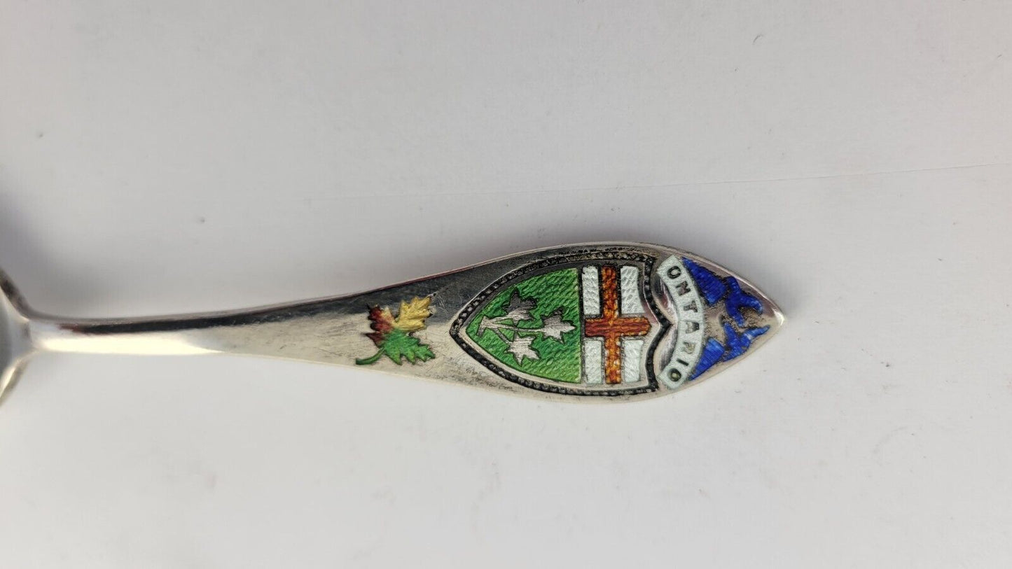 Ontario Canada Enameled Sterling Silver 4 3/4" Souvenir Spoon .61oz. By B.M. Co.