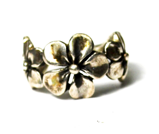 Sterling Dogwood Flower Ring 12mm Size 5