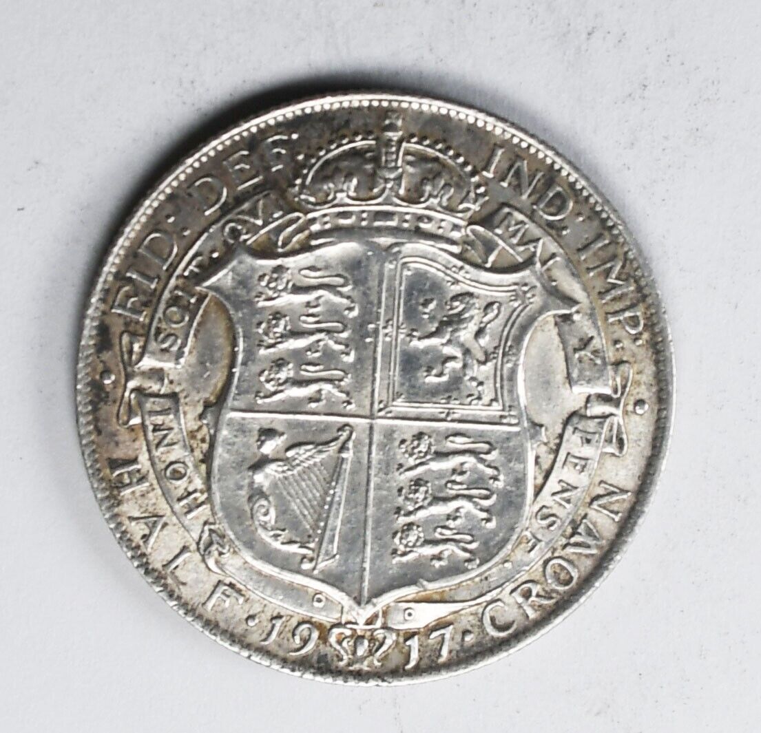 1917 Great Britain Half 1/2 Crown KM# 818.1 Silver Coin