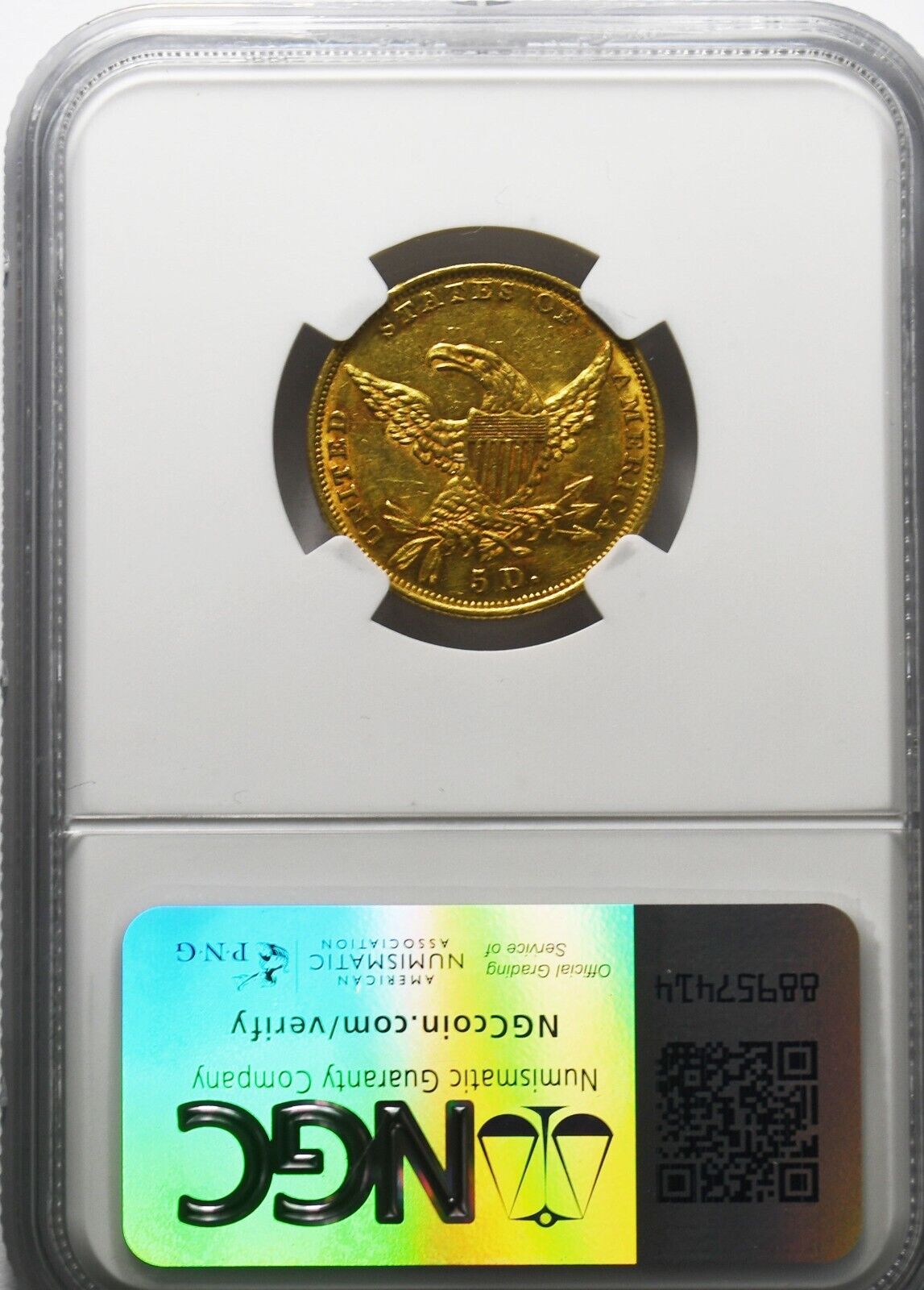 1834 $5 Classic Head Plain 4 Five Dollars Half Eagle Gold Coin NGC AU55