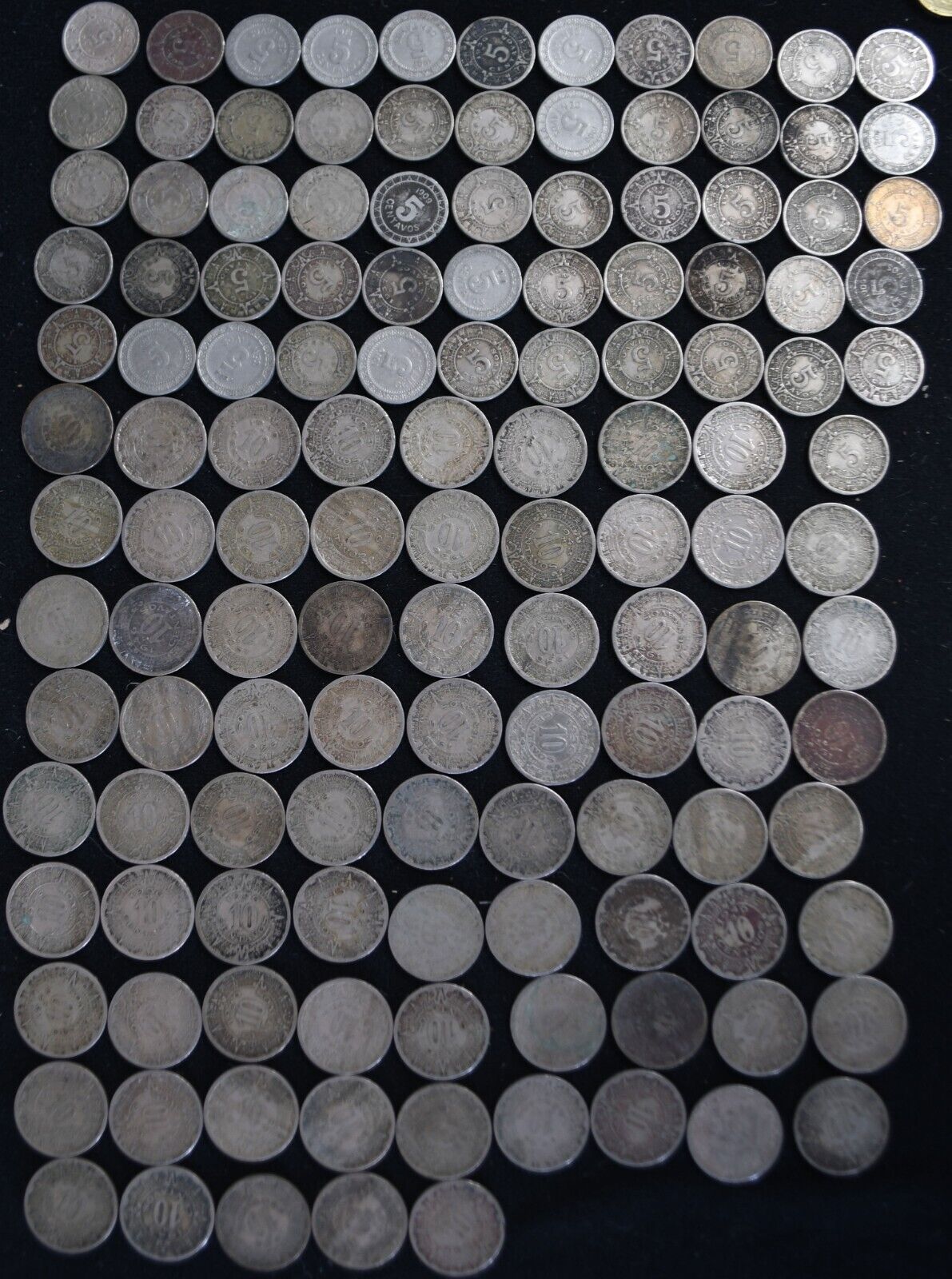 132pc Mexico 1906-1946 5 & 10 Five & Ten Centavos Coins Lot