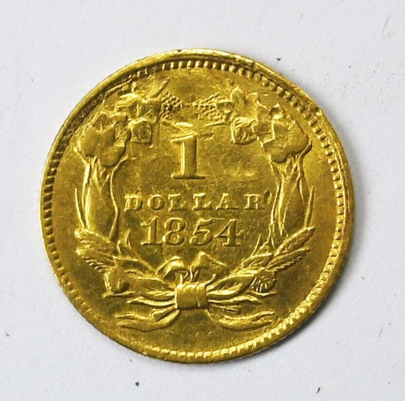 1854 $1 Indian Princess One Dollar Gold Type 2