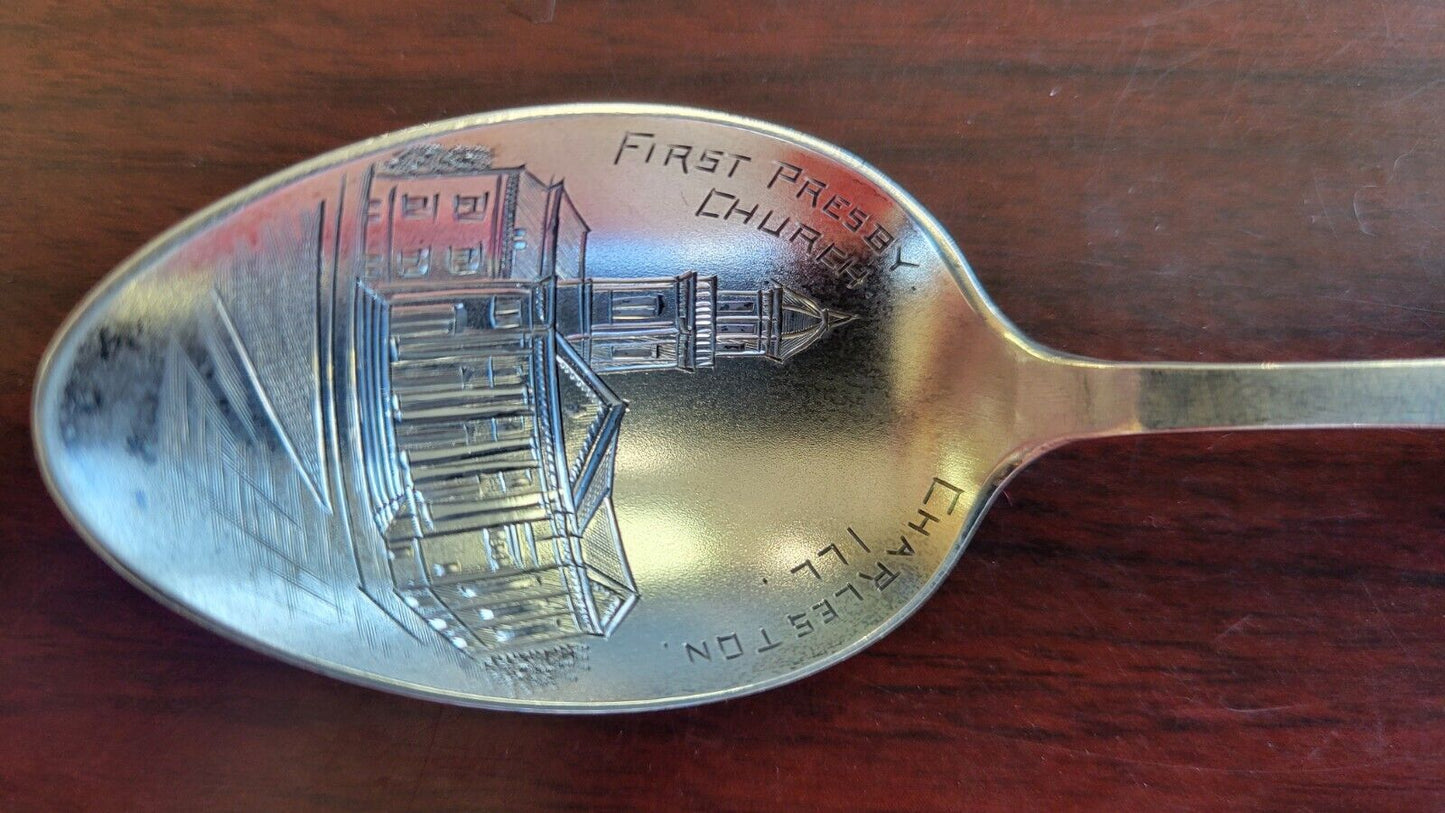 Presbyterian Church Charleston Illinois Sterling Souvenir Spoon 5 1/2" .66oz.