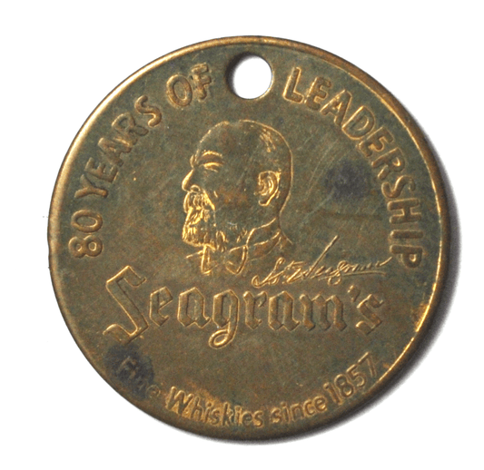 Seagram's Whiskey 80 Years of Leadership 34mm Pendant Token