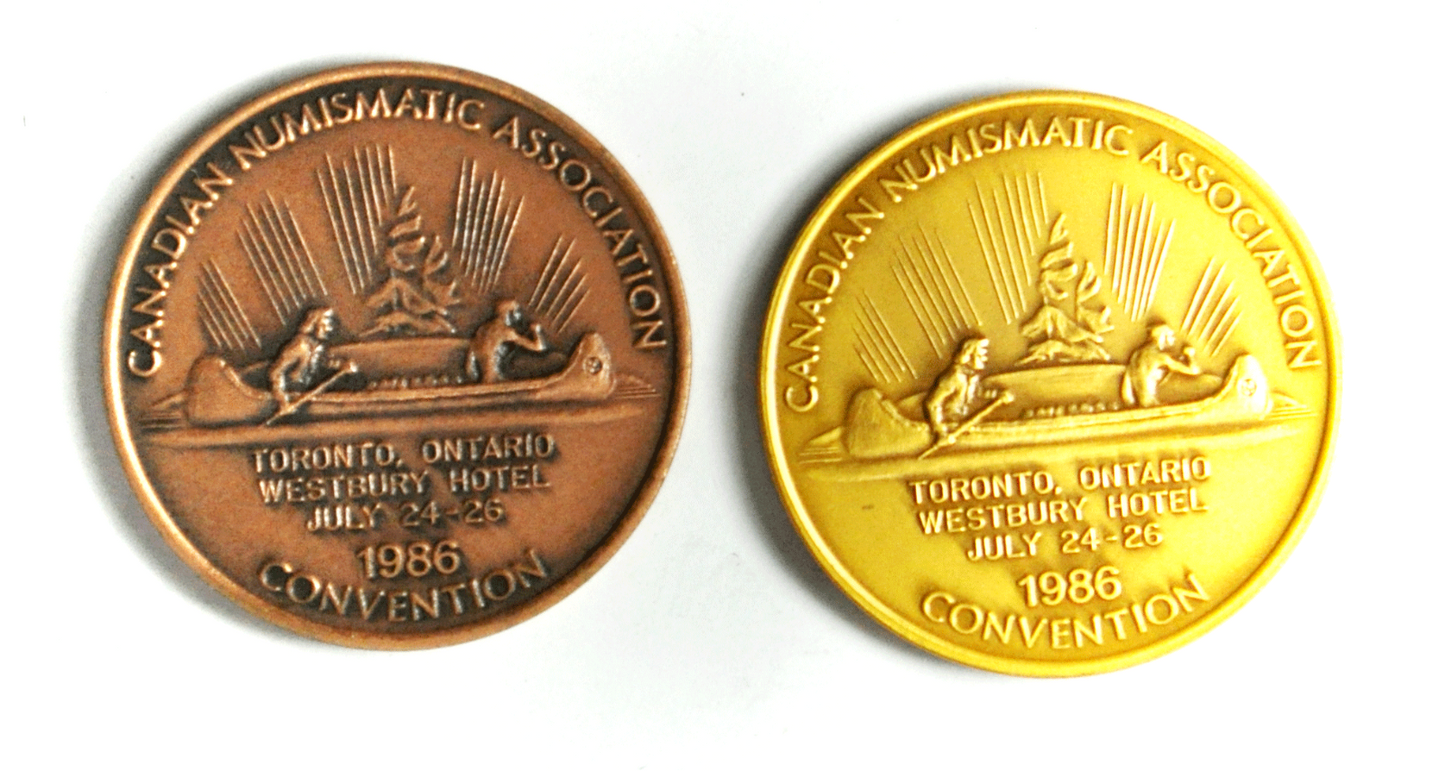 1986 Canada $3 Trade 2 Tokens 39mm Numismatic Association Convention