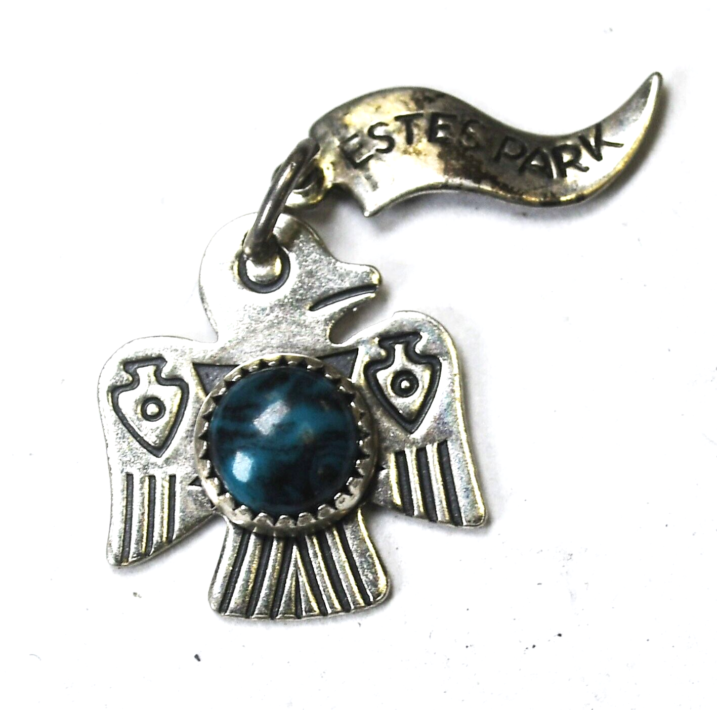 Sterling Pacific Jewelry Co Zuni Bird Chrysocolla Charm 19mm x 16mm Estes Park