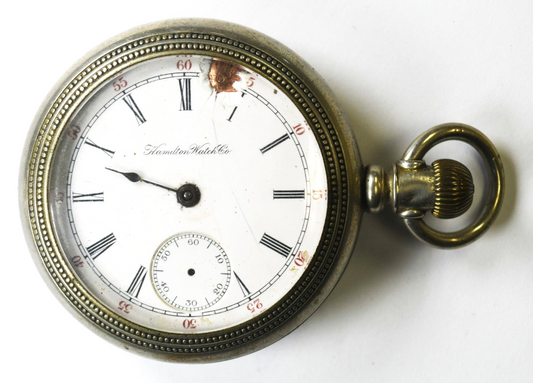 1903 Hamilton Size 18 Grade 925 OF Dueber Silverode Locomotive Case Pocket Watch