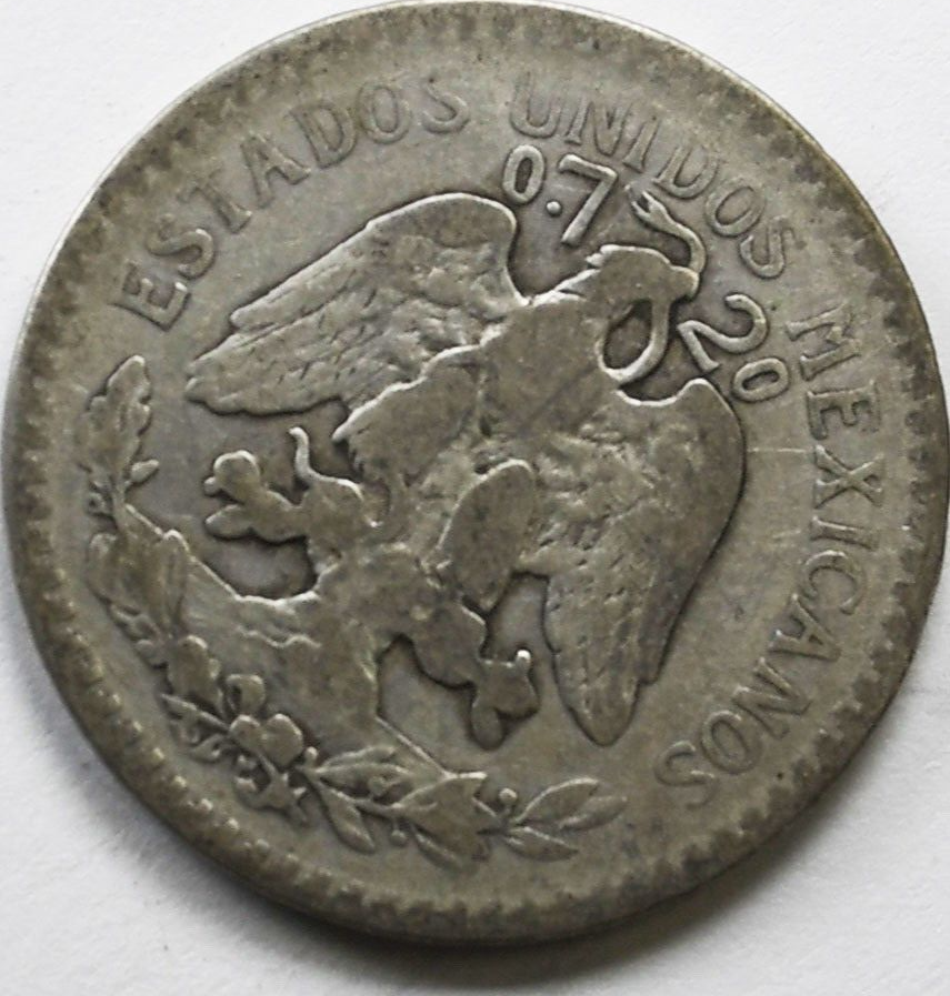 1921 Mexico Estados Unidos Mexicanos Fifty 50 Centavos Silver Coin KM# 447