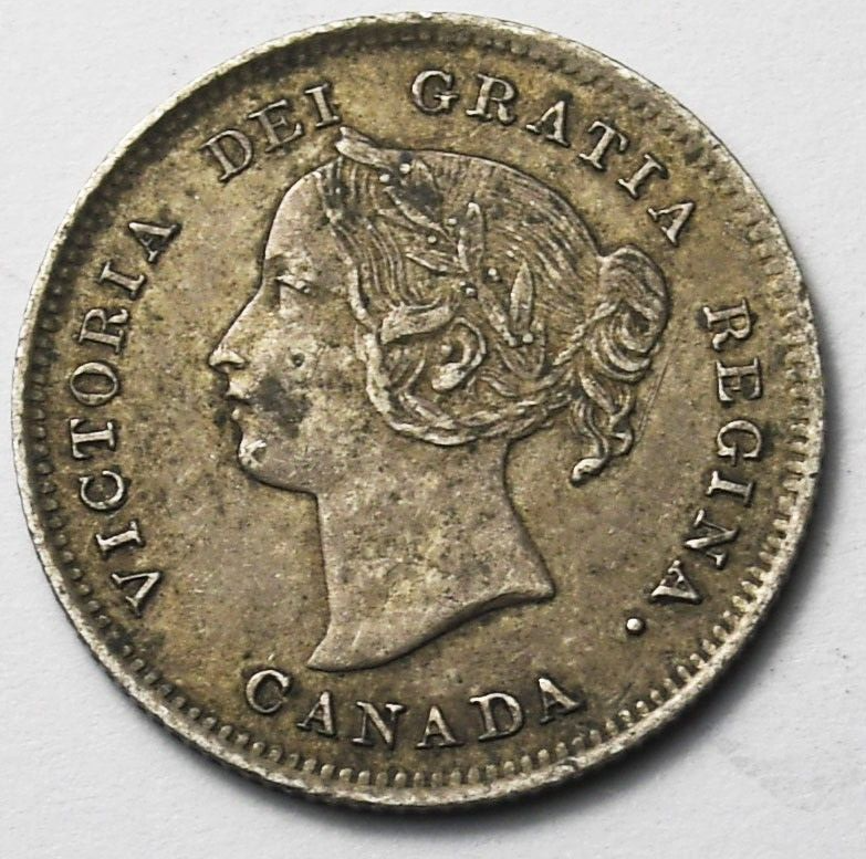 1901 Canada 5c Five Cents Silver Coin Half Dime KM# 2 XF