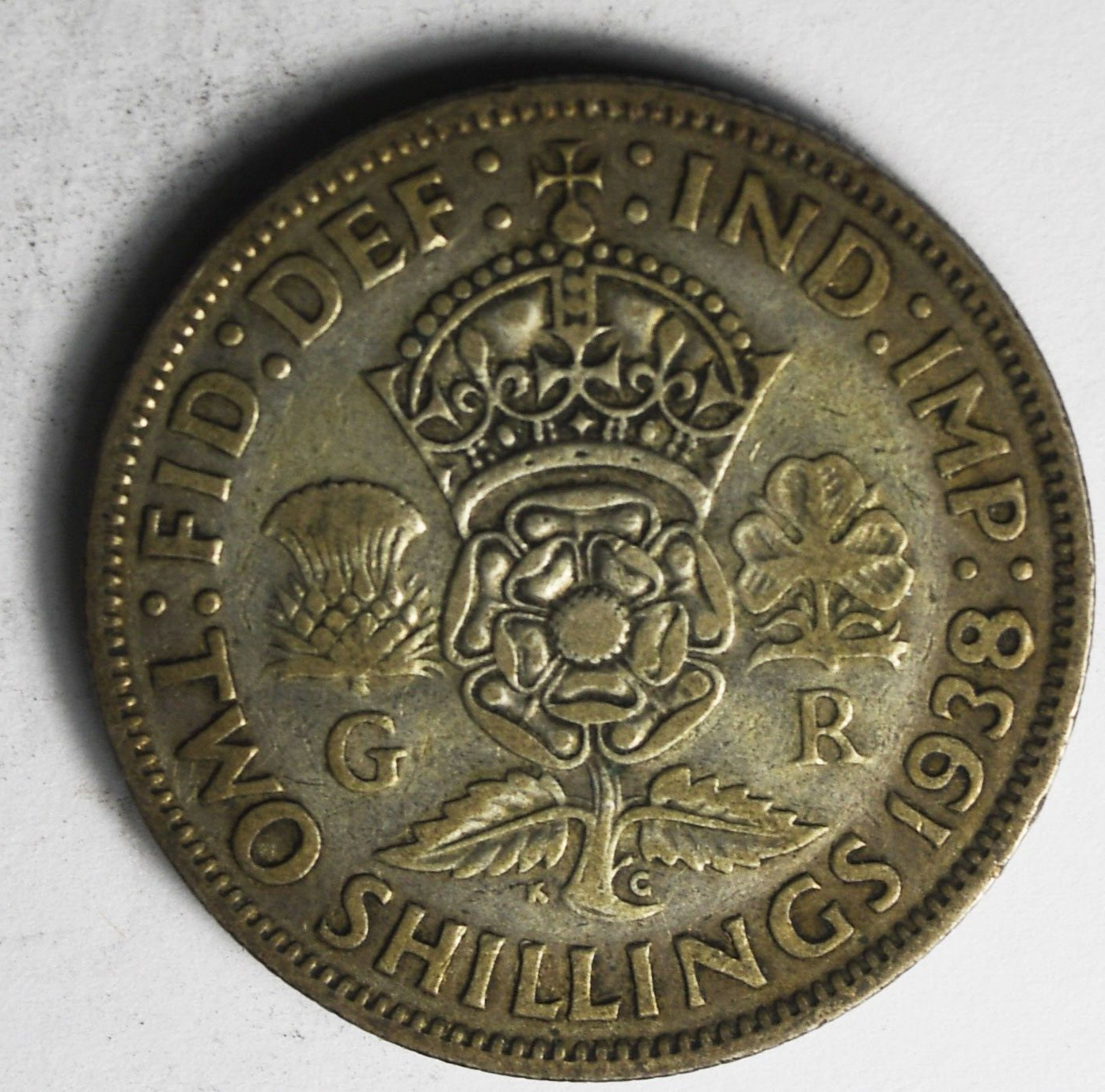 1938 Great Britain Florin Two Shillings KM# 855 Silver Coin