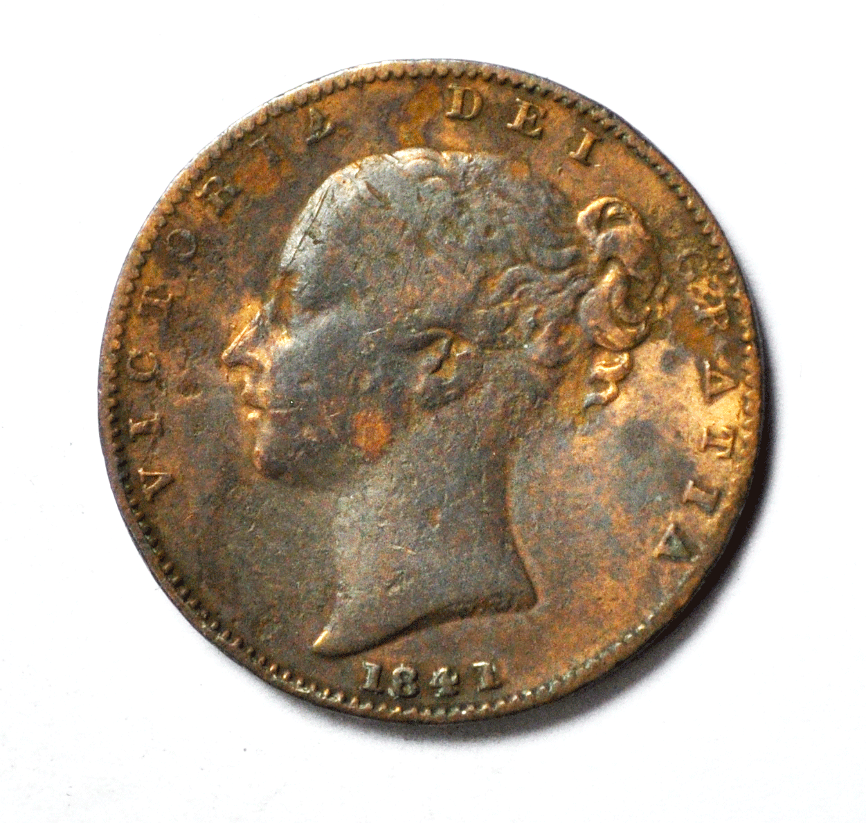 1841 1F Great Britain Farthing Copper Coin KM#725 Rare