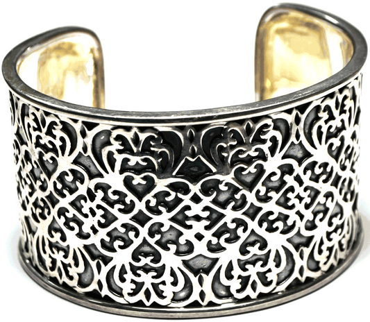 Sterling Silpada Wide Intricate Cuff Bracelet B1697 Filigree 41mm 7" Wrist