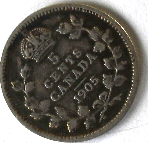 1905 Canada 5c Five Cents Silver Coin Half Dime KM# 13