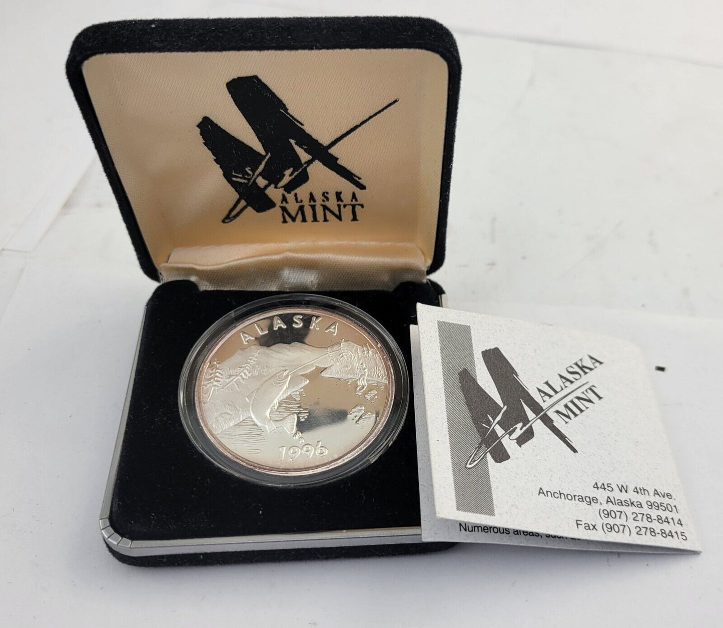 1996 Alaska Mint 1oz. Sport Fishing Medallion Series Proof .999 Fine Silver