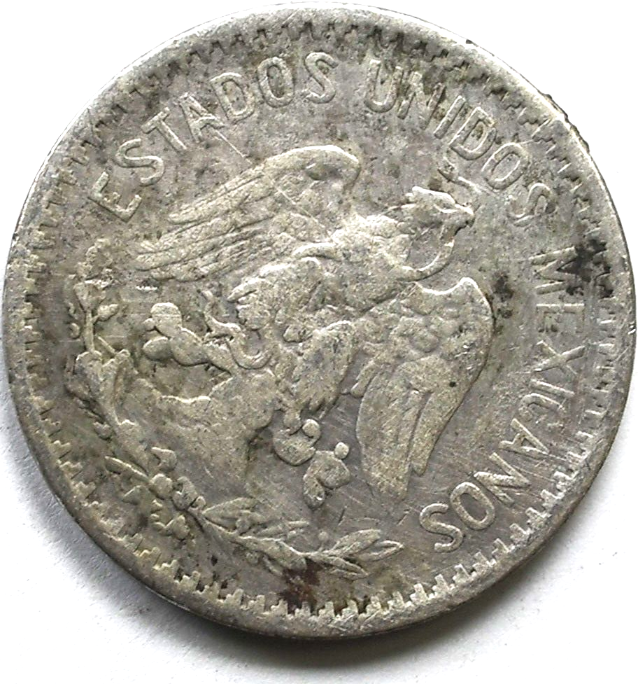 1907 Mexico Estados Unidos Mexicanos Fifty 50 Centavos Silver Coin KM# 445