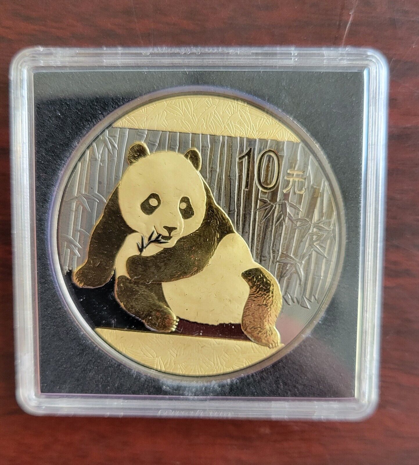 2015 China 10 Yuan 1oz .999 Fine Silver Golden Panda Black Ruthenium Finish