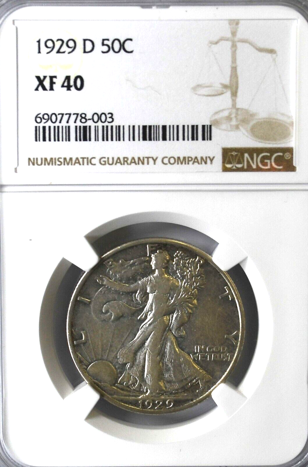 1929 D 50c Walking Liberty Silver Half Dollar Fifty Cents NGC XF40 Denver