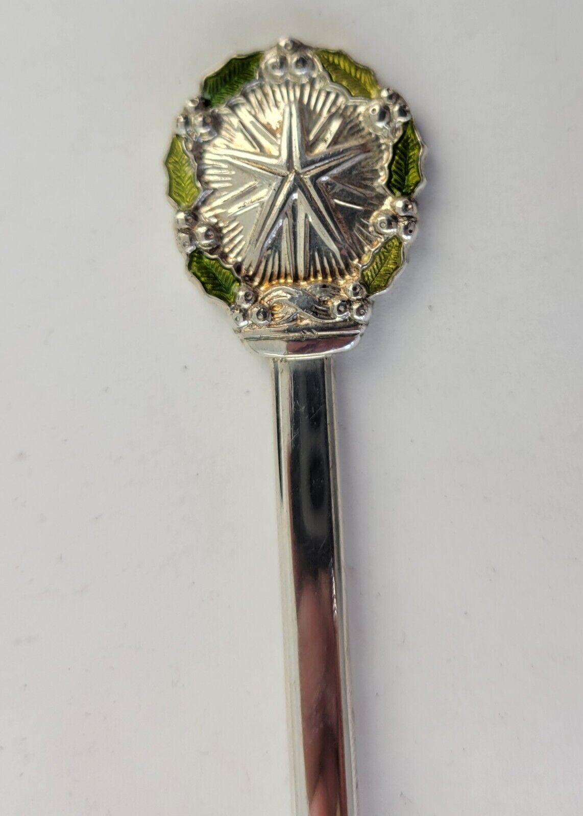 1971 Christmas Gorham Sterling Silver Souvenir Spoon 4 3/4" Enameled .87oz.