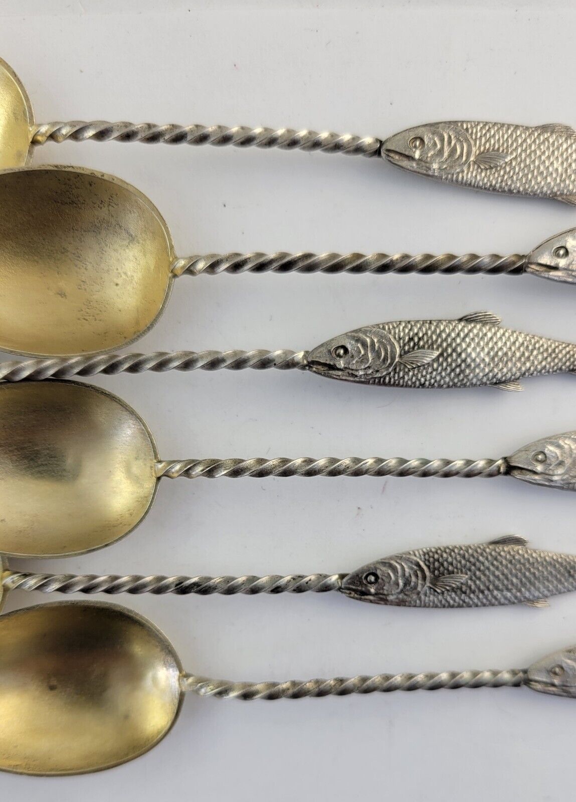 6pc. Sterling Silver 4 3/4" Demitasse Spoons with Goldwash Bowls 1.7oz