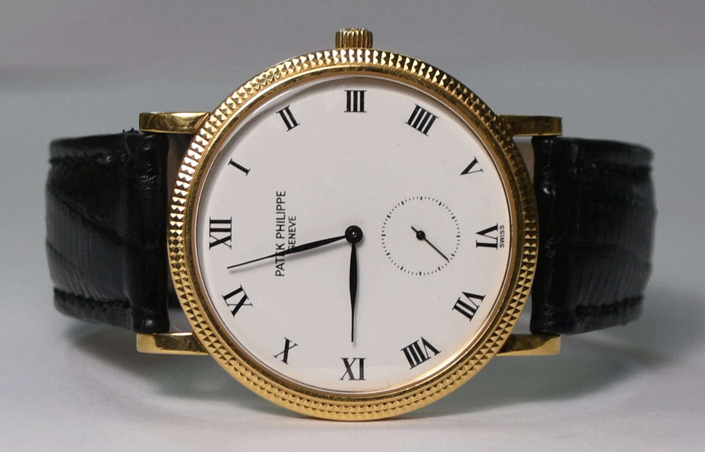 1999 Men's Patek Philippe Calatrava 3919 White Roman Dial 18k 33mm Wristwatch