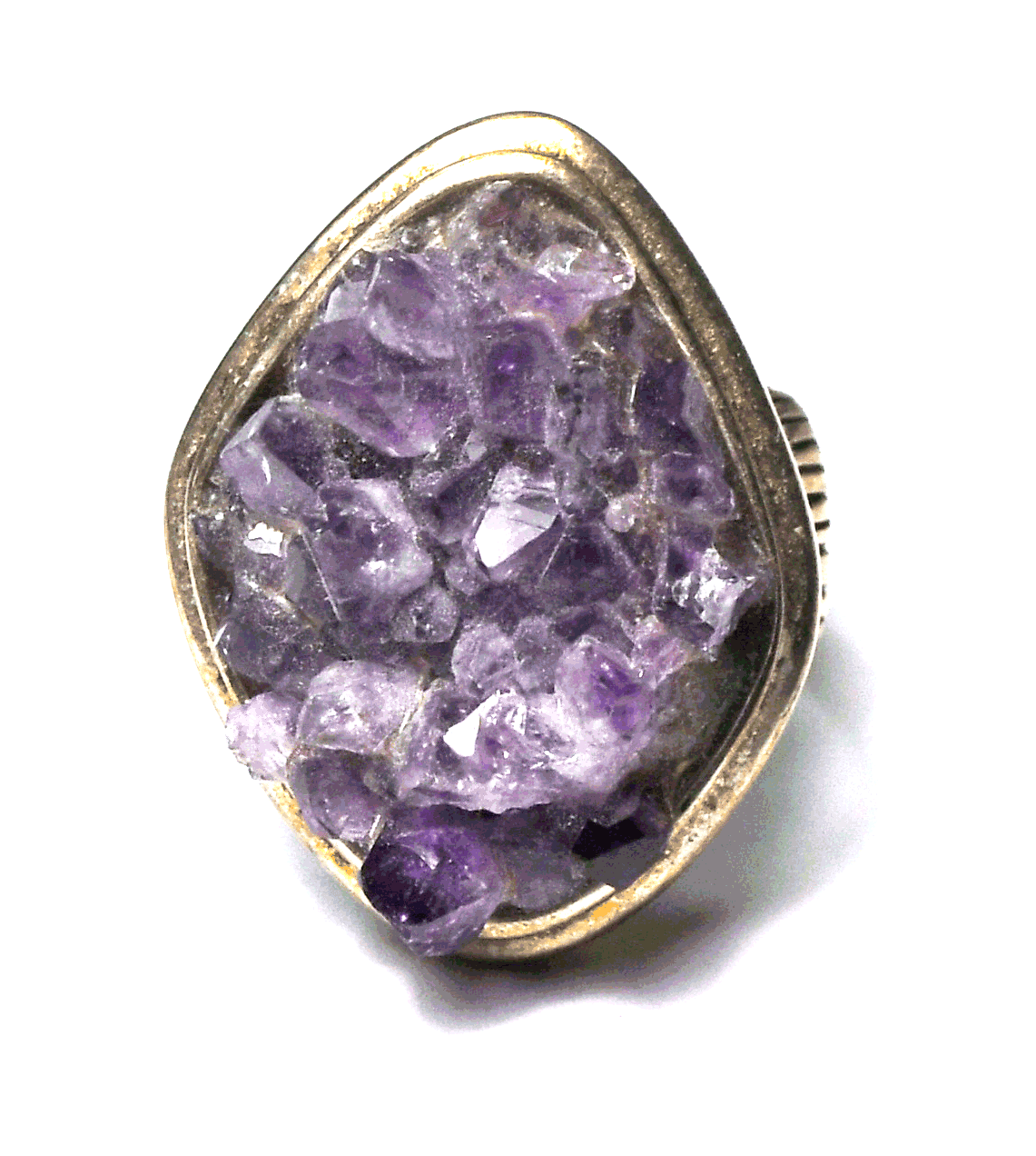 Sterling Silver Barse Amethyst Druzy Quartz Ring 28mm Size 7