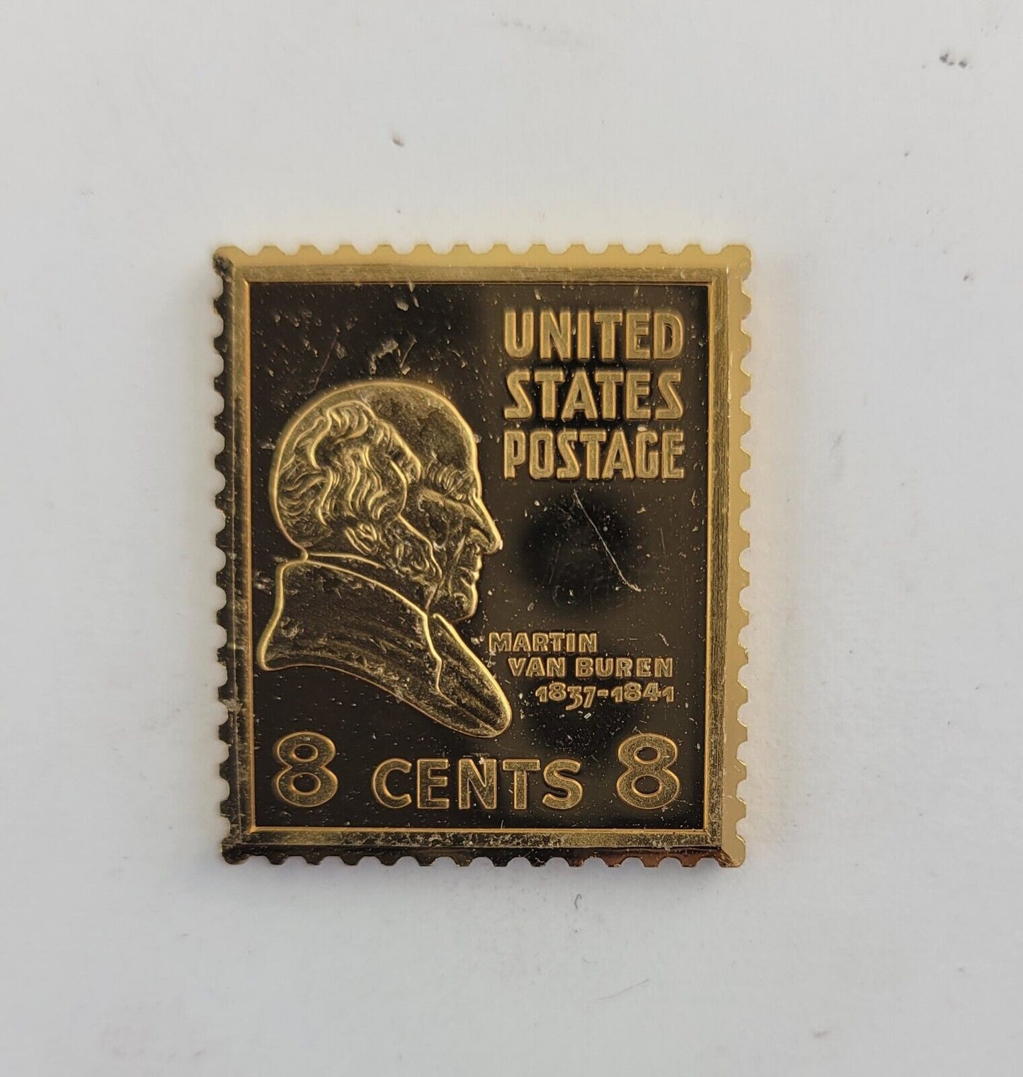 USPS United We Stand .999 Fine Silver Gold Plated Stamp Martin Van Buren .35oz.