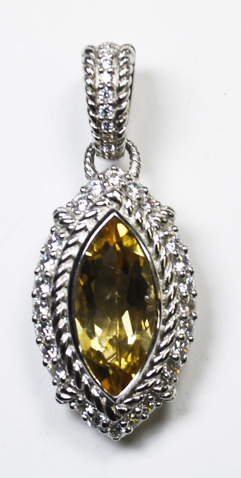 Sterling Judith Ripka Ellipse Citrine Openable Clasp Pendant 44mm x 18mm