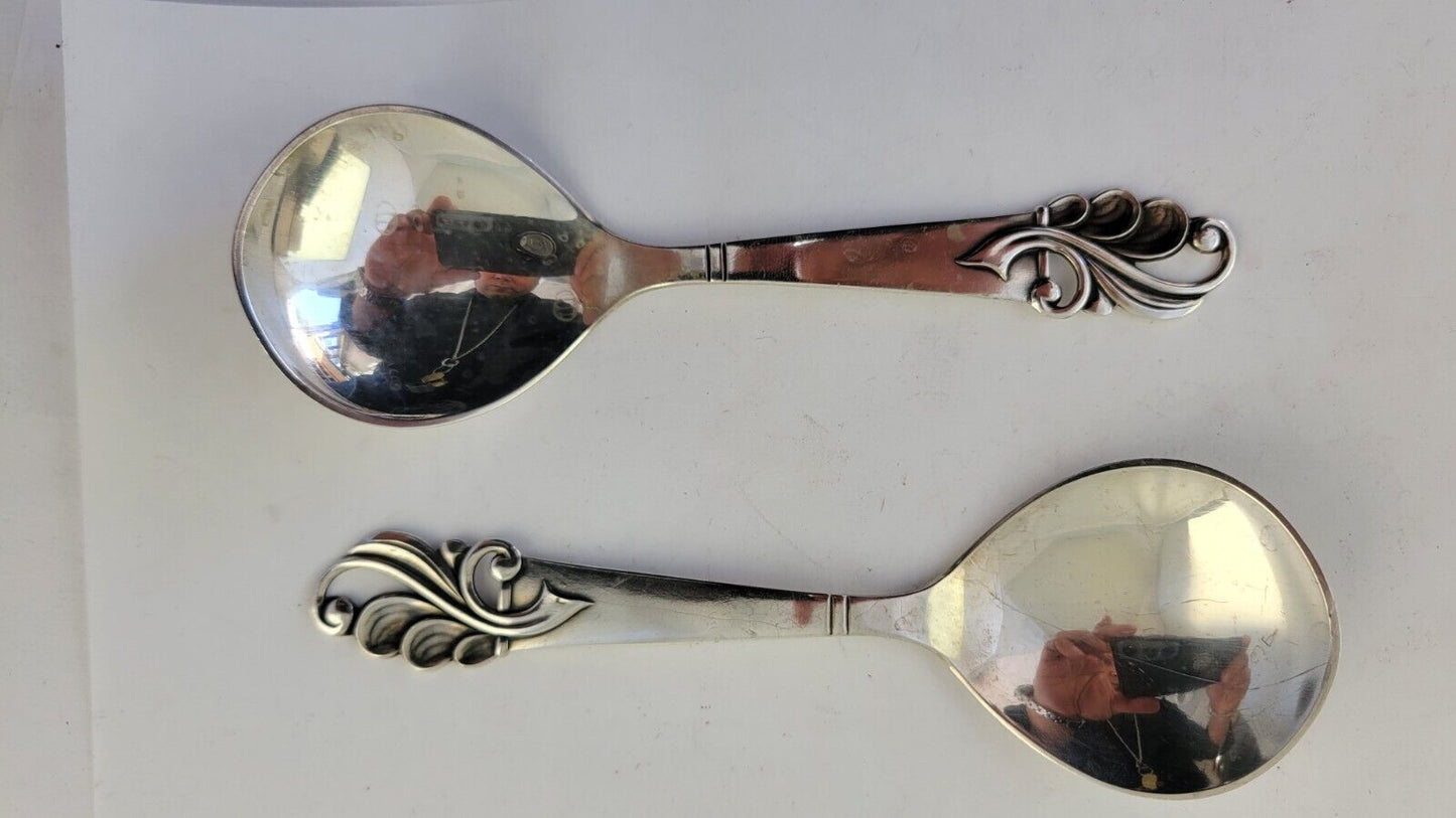 Vintage Copenhagen Sterling Silver Spoons 5 1/4" Denmark 1.3oz. Hand Wroght