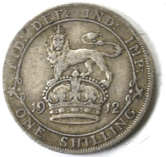 1912 Great Britain One Shilling Silver Coin KM# 816