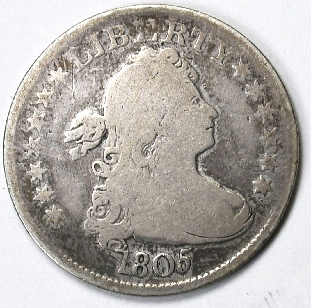 1805 25c Draped Bust Silver Quarter Dollar Rare B-3