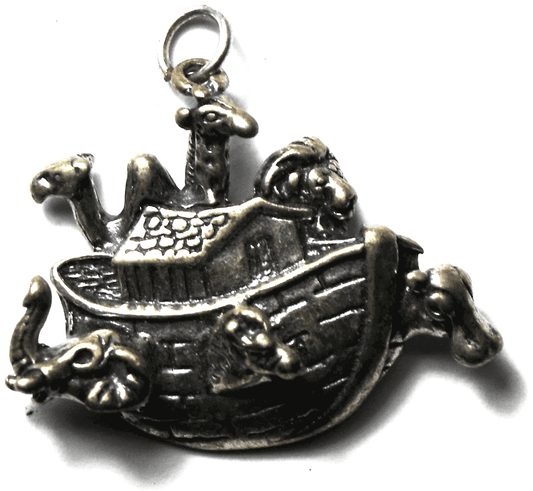 Sterling Shube Noah's Ark Giraffe Hippo Elephant Boat Pendant 22mm Charm