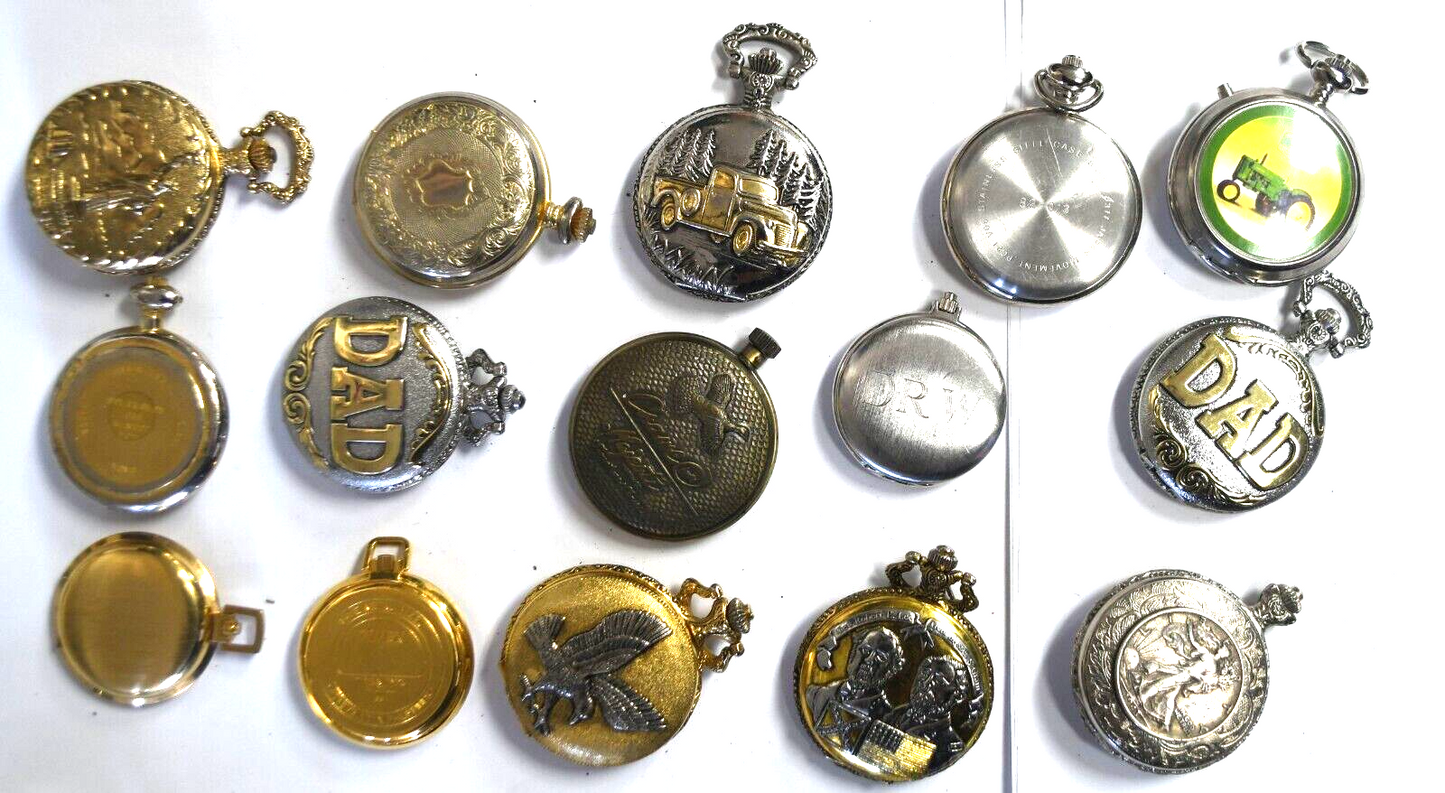 15 Quartz Pocket Watches Timex Arnex John Deere Milan Walking 50c DAD