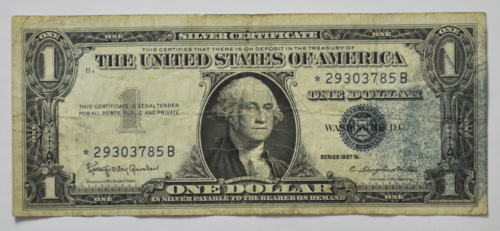 1957 B $1 Silver Certificate STAR Note *29303785B Inking Error Fr# 1621