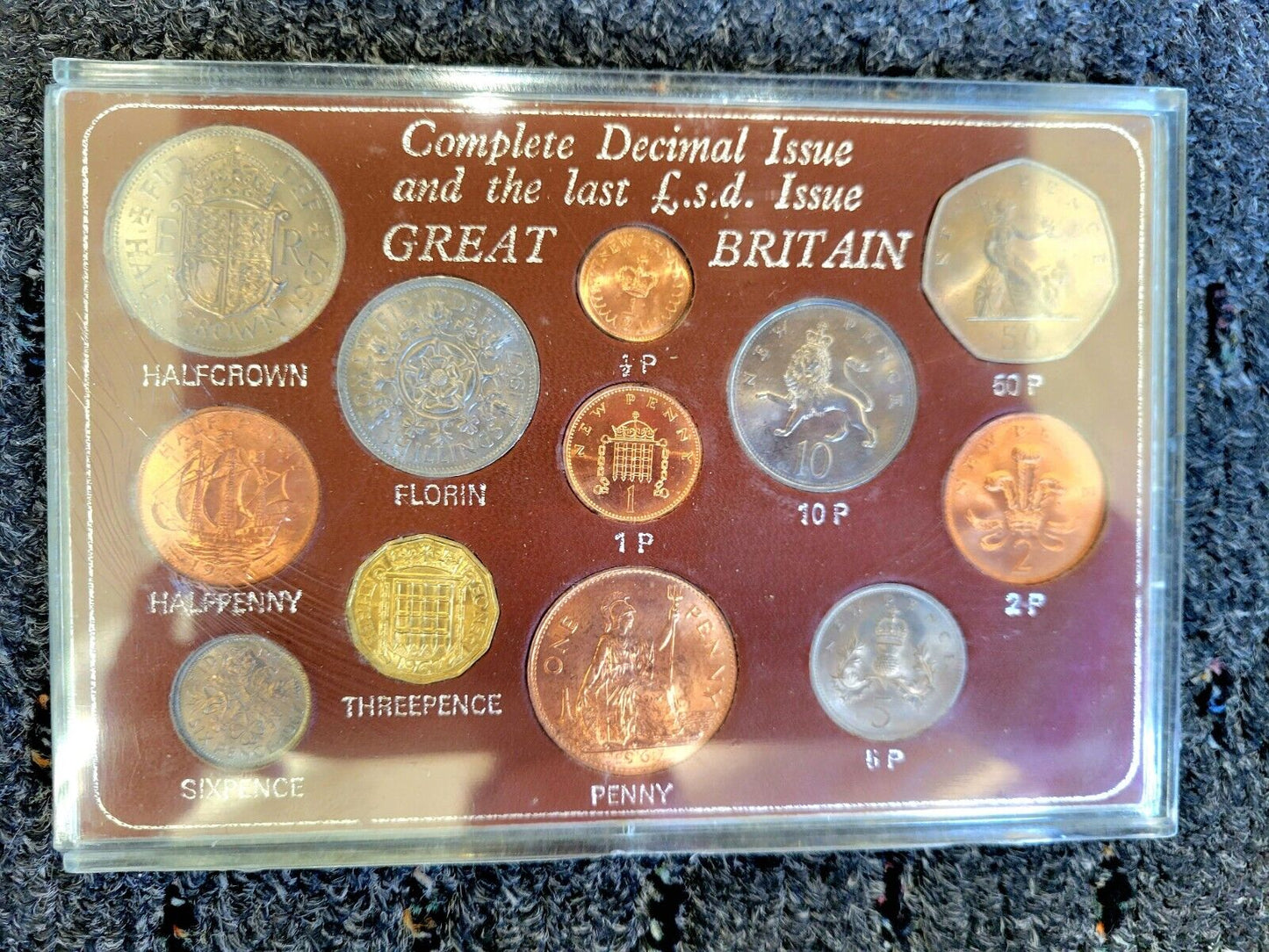 Great Britain 1967 Complete Decimal Issue and Last LSD- 12 Coin Set w/Paperwork