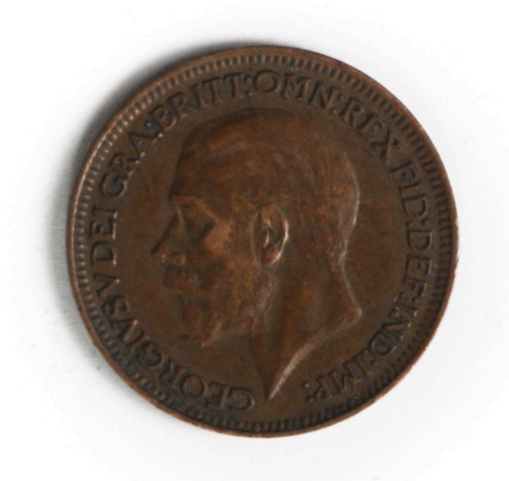 1933 1F Great Britain Farthing Bronze Coin