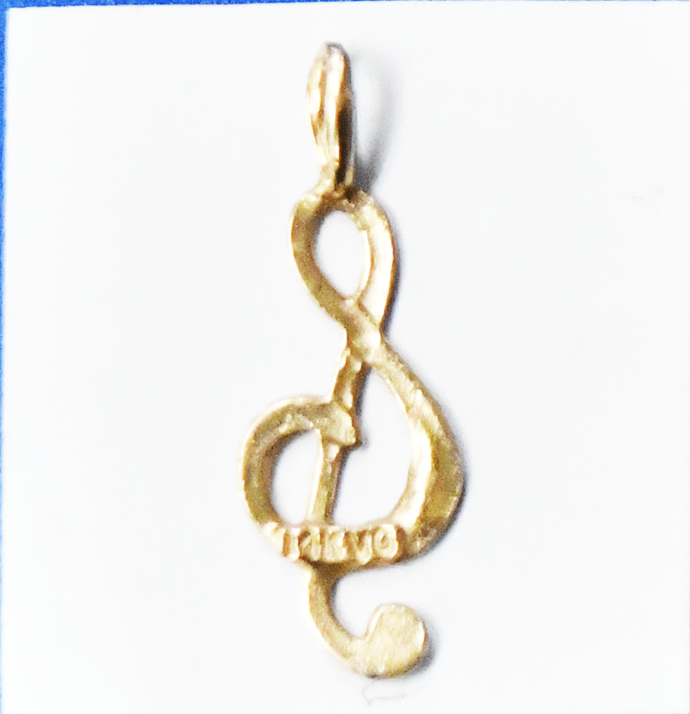 14k Gold VG Music Treble Note Pendant Charm 22mm x 7mm