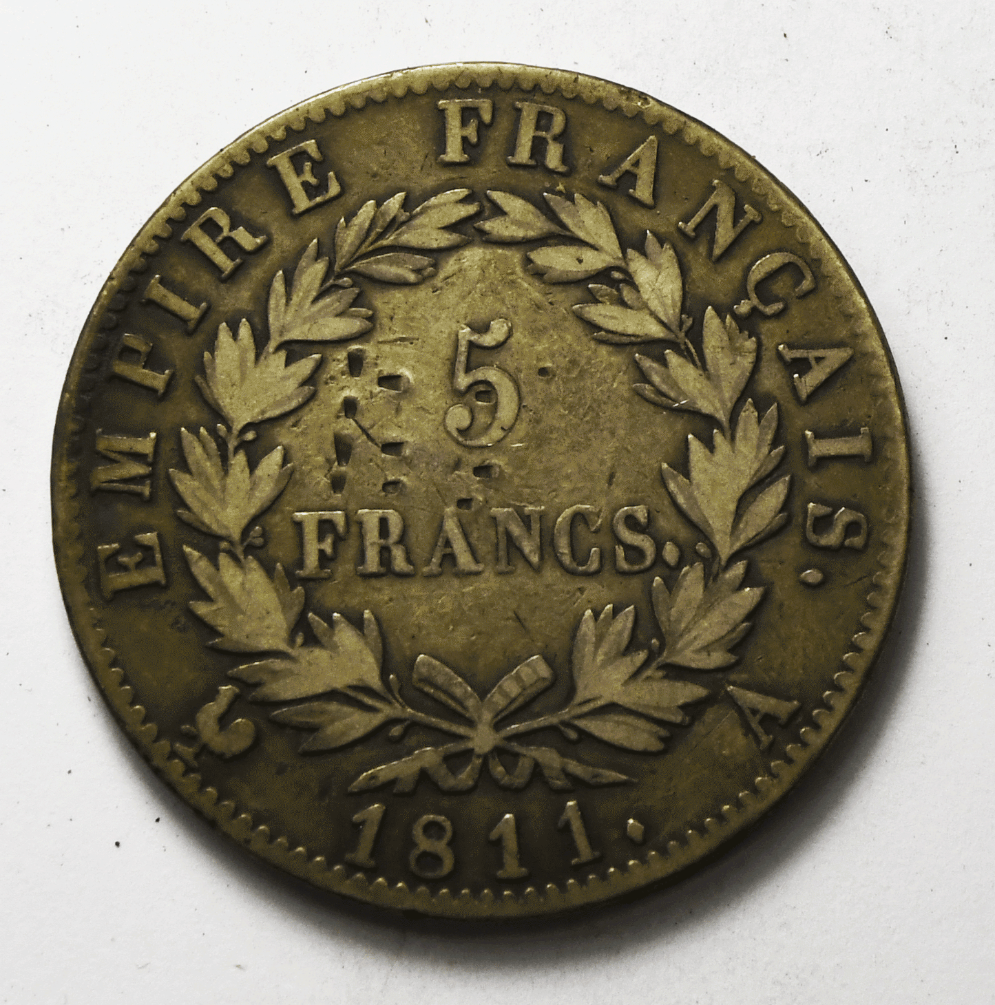 1811 A France 5 Five Francs Silver Coin KM# 694.1 Monogrammed Napoleon