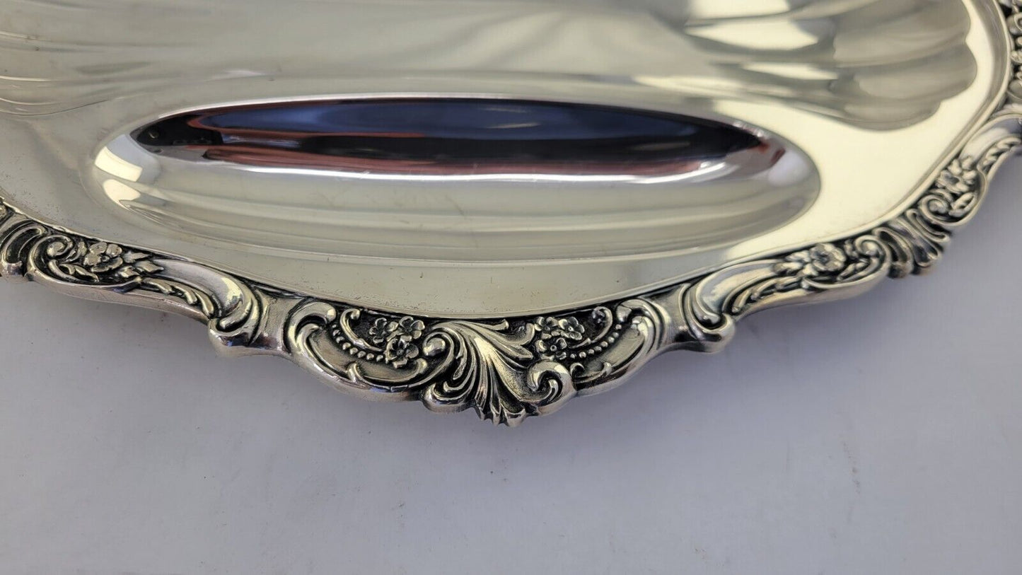 Wallace Baroque Silverplate 13 5/8" x 9-5/8" Relish Tray 3 Compartments Divided!