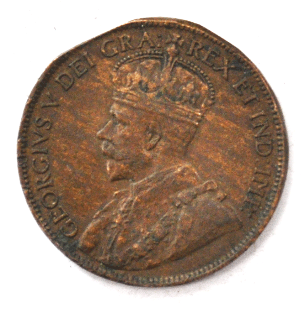 1917 1c Canada Large One Cent Penny KM#21 Bronze Clipped