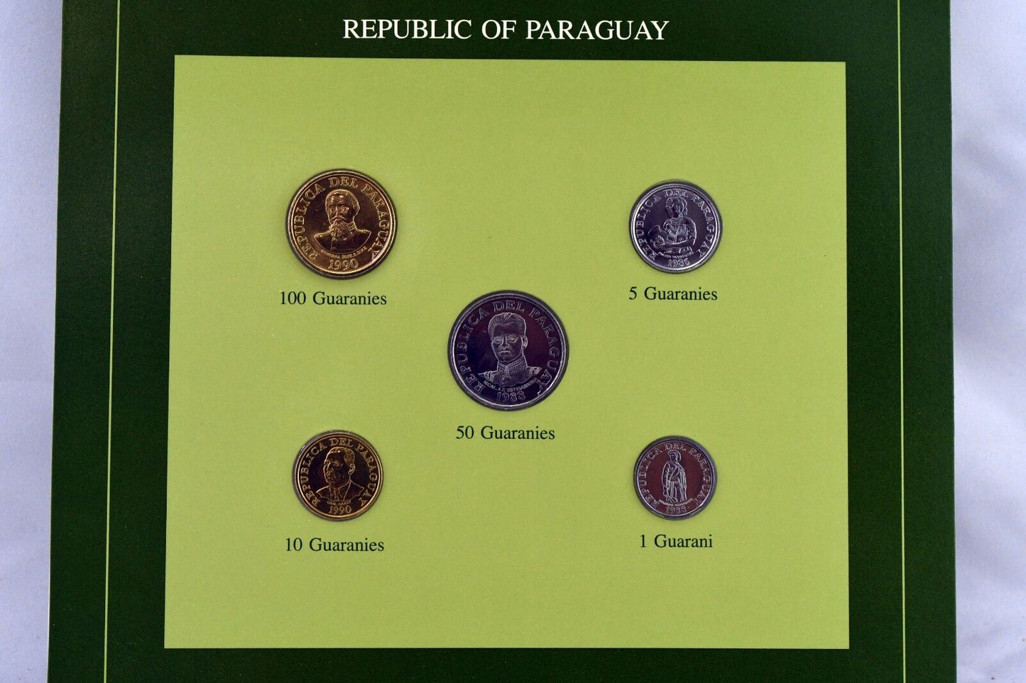 Coin Sets of All Nations Franklin Mint Republic of Paraguay 1990, 88, 86